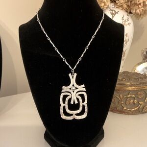 #64 Vintage Avon signed Silver-tone Modernist Necklace